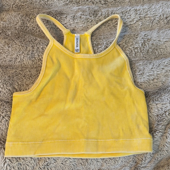 Zenana Outfitters Yellow Ribbed Tank Top - Picture 1 of 3